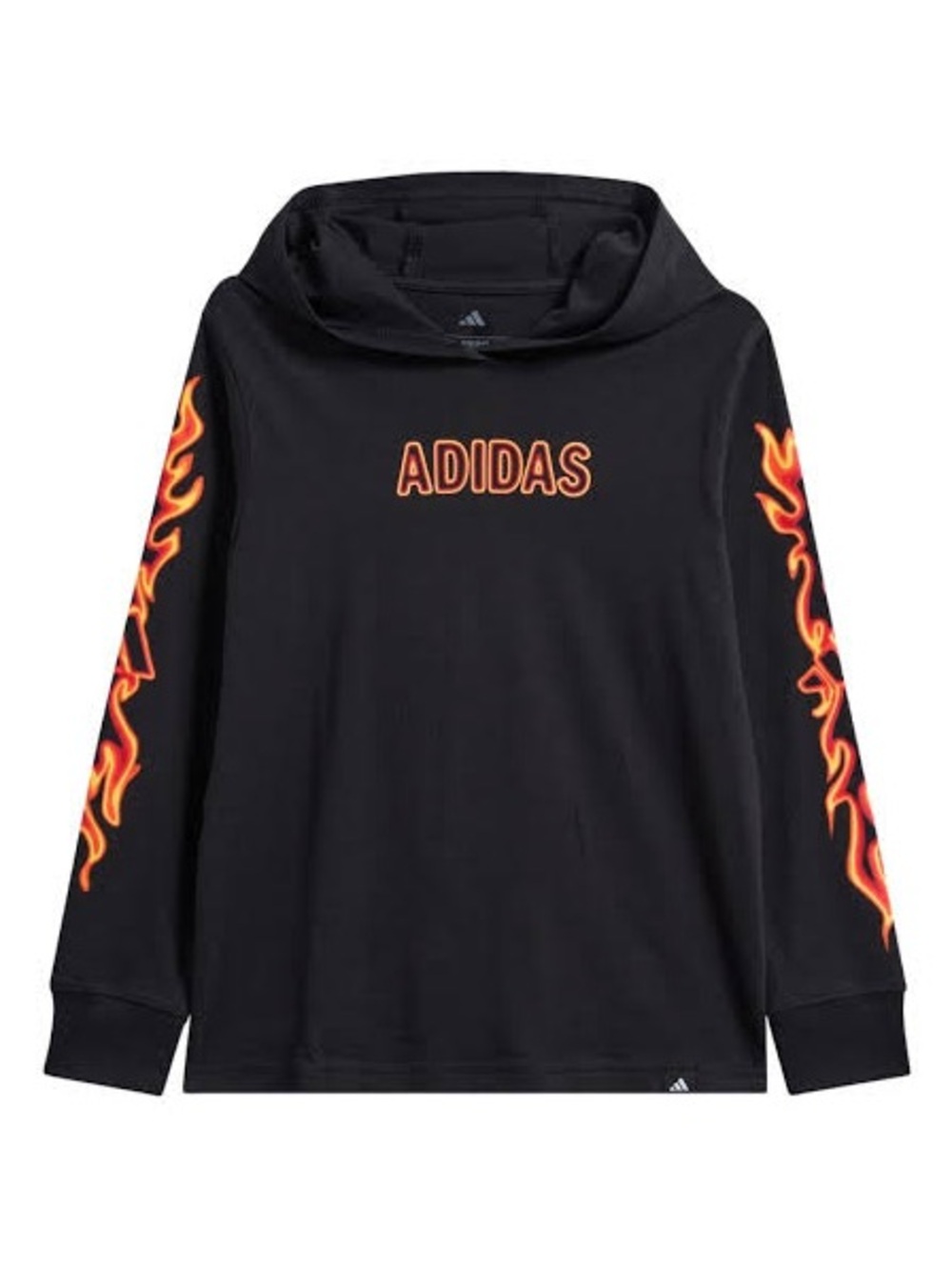 adidas Black Hoodie with Orange Flame Sleeve Graphics